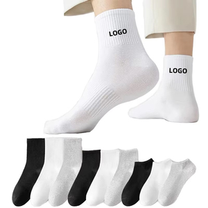 Chaussettes courtes pour hommes en coton/élasthanne/nylon blanc, respirantes, tricotées, sans couture, avec logo discret au bas, style décontracté, antidérapantes, écologiques - Product Image 2