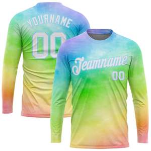 เสื้อฟุตบอลแขนยาวแบบซับลิเมชั่นสีไล่ระดับ 100% โพลีเอสเตอร์ ระบายเหงื่อได้ดี คอกลม ยูนิเซ็กซ์ สำหรับผู้ใหญ่ ชุดทีม - Product Image 1