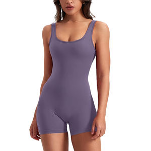 Combinaison de yoga dos nu pour femme en nylon et élasthanne, une pièce, longueur intégrale, bretelles croisées, dos ouvert, tenue de sport - Product Image 1