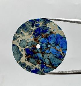A K Gems Pierre précieuse Jaspe sédimentaire bleu pour cadran de montre, ronde de 28 mm, épaisseur 0,70 mm, trou central de 2 mm, coupe plate, pierre en vrac pour la fabrication de montres - Product Image 3