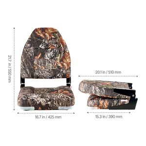 Siège de bateau de pêche pliable à dossier haut, coussin en éponge épaissi, tissu en polyester PU avec charnière en alliage d'aluminium - Product Image 2