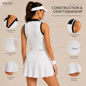 Robe de tennis sans manches pour femme, blanche, col en V, jupe évasée, tricotée, respirante, écologique, en spandex/polyester, style sportif, mini - Product Image 5
