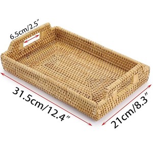 Bandeja de Servir de Ratán Natural Hecha a Mano, Elegante Bandeja de Almacenamiento para Cocina y Hogar, Uso Mayorista, Regalo - Product Image 2