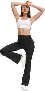 Womens High Waist <b>Flare</b> <b>Leggings</b> with Back Pocket Bootcut Yoga Pants Stretch Slim Fit Workout Gym Casual Trousers custom OEM/ODM - Product Image 5