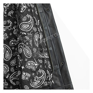 Chaleco de Motocicleta de Cuero Genuino para Hombre, Estilo Traje, Transpirable, Resistente al Viento, con Cierre de Cremallera y Forro Interior Tipo Bandana - Product Image 4