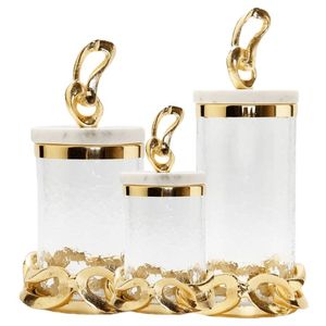 <b>Sets</b> Of 4 Modern Stylish Aluminum Metal Round Shape Embossed Texture Decorative Canister Jar Luxury Home Accent - Product Image 3