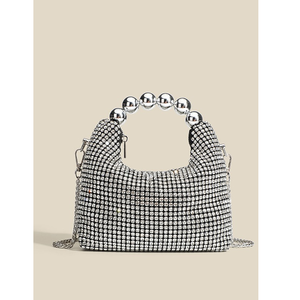 Bolso de mano con cuentas, adornado con pedrería, bolso de hombro moderno y versátil para mujer, bolso cruzado, bolso de noche. - Product Image 3