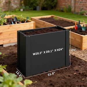 Black 2.6 X 1 X 2 ft Raised Garden Bed Galvanized Outdoor <b>Planter</b> <b>Box</b> with Gloves for Gardening for Vegetables Flowers Herbs - Product Image 3