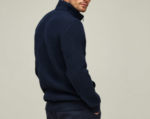 Pull cardigan zippé pour homme avec col en fausse fourrure amovible, double fermeture éclair, tricot épais et confortable, personnalisable, automne/hiver - Product Image 3