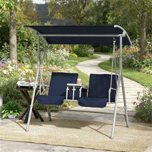 Silla Columpio de Jardín para Exteriores en Azul Oscuro, Columpios de Patio Elegantes para Comodidad y Ocio - Product Image 1