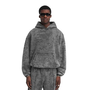 Basic <b>Men</b> Acid Wash Zipper-Up Hoodie Polyester/Cotton Oversized Eco-friendly Designed Faded Tones - Product Image 1