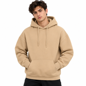 <b>Men</b> Winter Pullover Hoodie Drawstring Front Pouch Pocket Drop Shoulder Regular Fit 100% Cotton <b>Fleece</b> Eco-Friendly Sweatshirt - Product Image 1