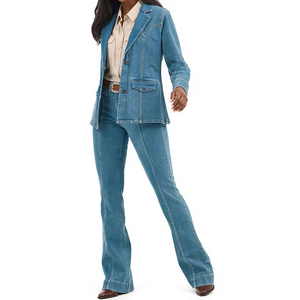 Trending Women's Premium Woolen Denim Business Suits <b>Blazer</b> Tailored Jacket Long Solid Pattern Customizable Office Single <b>Button</b> - Product Image 2