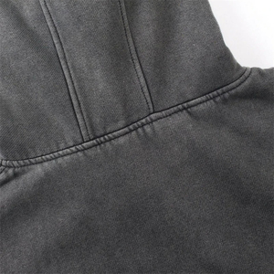 Sudadera con capucha de algodón 100% con lavado ácido, hombros caídos, estampado personalizado, media cremallera, estilo ninja, con pasamontañas, para hombre, venta al por mayor - Product Image 4