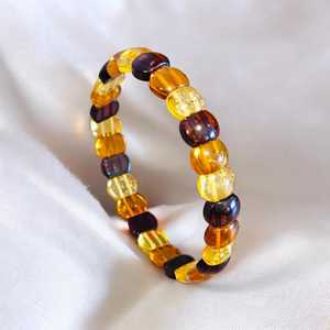 Classic Natural Baltic Amber Bangle <b>Bracelet</b> Multicolour Gemstone Elastic Chunky <b>Cuff</b> Jewelry For Women - Product Image 6