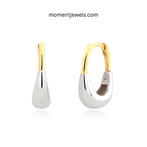 Elegantes Pendientes Geométricos de Plata de Ley 925 Chapados en Oro Real de 18K para Mujer, Aros de Plata Chapados en Platino Sin Piedras - Product Image 3