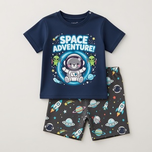 Conjunto de Ropa Cómoda para Niños, Camiseta de Corte Relajado con Pantalones Cortos, Tela Suave, Uso Diario, Talla Personalizada, Entrega Rápida - Product Image 2