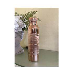 Striped Satin <b>Copper</b> Water <b>Bottle</b> Contemporary Metal <b>Drink</b> Flask Reusable Wellness <b>Bottle</b> Custom Logo OEM ODM Supplier - Product Image 1