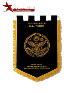 Banderín de Escudo Familiar Bordado a Máquina con Hilo Dorado, Insignia de Terciopelo con Flecos, Regalo Promocional, Estrella Provincial - Product Image 1