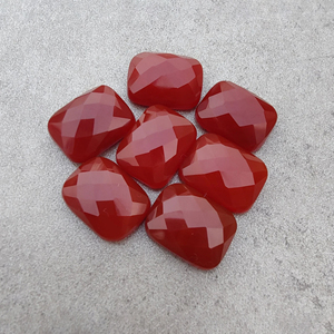 Natural Red Onyx Checker Cut Rectangle <b>Cushion</b> AAA+ Gemstone, Flat Back Calibrated Loose Stone All Sizes Available - Product Image 1