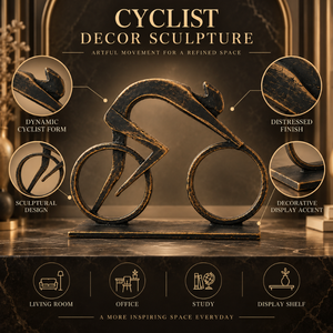 Sculpture d'artiste cycliste avec vélo |   Figurine décorative vieillie pour salon, bureau, étagère, table, décorations d'intérieur - Product Image 5