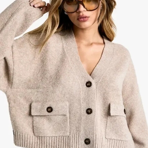 Women's Oversize V-Neck <b>Cardigan</b> Sweater <b>Thick</b> Knit Casual Print with Button Decoration Front Back Fashion Winter Warmth - Product Image 2