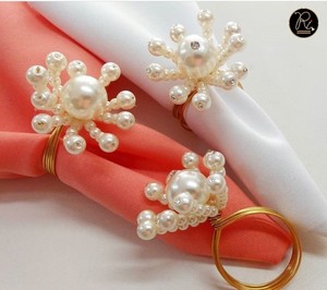 Handcrafted <b>Red</b> Color Beaded Napkin Ring With Golden Accents for Decore Table On Special Events - Product Image 6