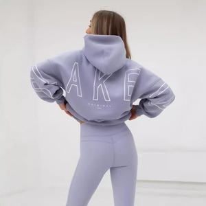Women's Oversized Hoodie Full Sleeve Knitted Spandex Cotton Letter Print <b>Back</b> Breathable Autumn Wear <b>Drop</b>-Shoulder Style - Product Image 1
