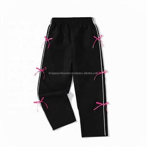 Pantalon de jogging en toile à taille mi-haute, coupe ample, avec cordon de serrage et poches, couleur unie, hiver - Product Image 2