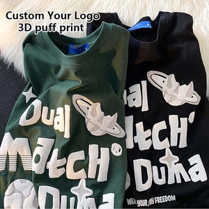 Camiseta Negra Extra Grande con Estampado 3D en Espuma Azul 'I Don't Speak', Estilo Urbano, Manga Corta, Cuello Redondo, para Hombre - Product Image 4