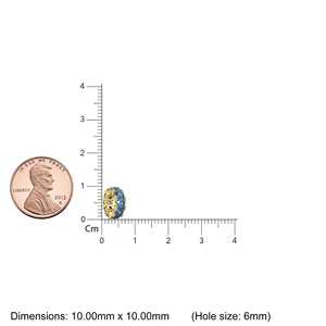 Breloque ronde en or italien 14 carats avec saphir, Breloque roue en saphir bleu, Support de breloque rond, Pierre précieuse ronde Eternity de septembre - Product Image 3