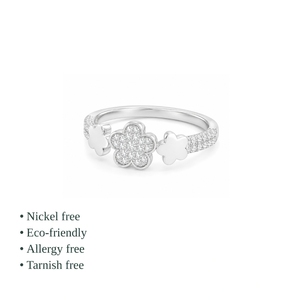 925 Sterling Silver CZ Flower <b>Ring</b> Pave Setting Classic Style Unisex Everyday Wear - Product Image 2