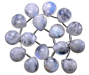 16-Piece AAA Grade Natural Rainbow Moonstone Briolette Beads White Fire Smooth Pear Shape Semiprecious <b>Stone</b> Wholesale - Product Image 1