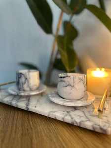 Elegant Handcrafted <b>Marble</b> <b>Coaster</b> Set Turkish Coffee Inspired Design Natural Stone Drink <b>Coasters</b> for Luxury Home Decor Table - Product Image 2