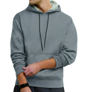 Sweat-shirt à capuche gris foncé pour homme, coupe classique, couleur unie, en coton French Terry, décontracté, pour l'automne, avec poche avant - Product Image 4