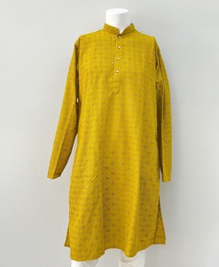 Yellow Embroidered Kurta With White Dhoti For Boys Indian Ethnic <b>Wedding</b> Wear Three Quarter Sleeve Cotton Ankle Length Regular - Product Image 2