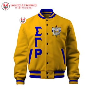 Chaqueta de Béisbol Varsity de Color Sólido con Diseño Moderno Sigma Gamma Rho, Chaqueta Varsity Americana Personalizada para Invierno - Product Image 6