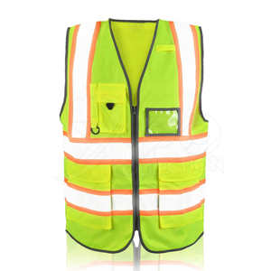 Chaleco de Seguridad Vial de Alta Visibilidad de Poliéster con Logotipo Personalizado, Cinta Reflectante, Bolsillo Frontal para Lápiz, Bolsillos Laterales para Carga, Unisex - Product Image 1