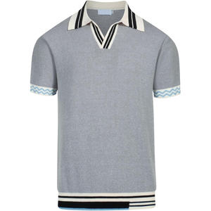 Vente en gros de hauts d'été respirants sur mesure de haute qualité, grande taille, pour hommes, chemises en tricot OEM/ODM, brodées en coton et bambou - Product Image 6