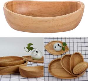 Plato Ovalado de Madera Antiguo para Frutas, Tazón de Servir en Forma de Barco, Recipiente Rústico para Guardar Bocadillos y Pan, Plato para Postres - Product Image 2