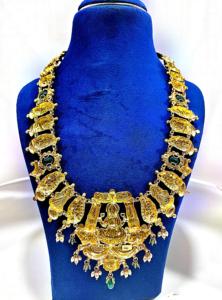 Traditional Indian 22k Gold Antique Temple Jewelry Bridal Wedding Lakshmi <b>Necklace</b> Set in GOLD/<b>SILVER</b>/BRASS - Product Image 4