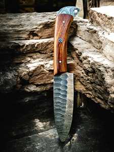 Cuchillo de Chef Hecho a Mano de Acero 440C con Mango de Madera de Palisandro, Hoja de 7 Pulgadas, Cuchillo de Cocina Profesional con Filo Afilado, Herramienta de Corte Duradera - Product Image 3