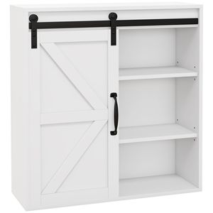 Armadietto da Parete Classico e Lussuoso in MDF Bianco con Porta Scorrevole e Ripiano Regolabile (22.75x7.75x24.5) - Product Image 1
