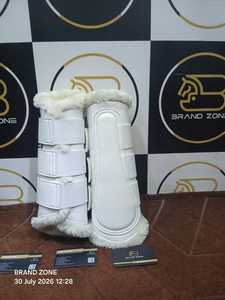 BRAND ZONE Bottes équestres en cuir verni pour chevaux, protections de tendons 8MM en néoprène et fausse fourrure, durables et confortables - Product Image 3
