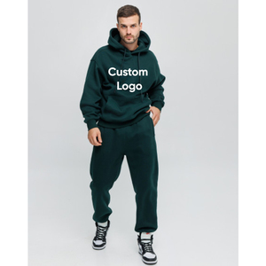 Dark Green Oversized Hoodie & <b>Jogger</b> Tracksuit <b>Set</b>. Fleece Hooded Sweatshirt & Pant. Streetwear <b>Matching</b> <b>Set</b>. OEM Manufacturer - Product Image 1