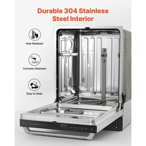 Lave-vaisselle encastrable de 24 pouces, cuve en acier inoxydable, 14 couverts, 8 programmes de lavage, 23,82 x 25,2 x 33,78 pouces, faible niveau sonore - Product Image 4