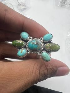Arizona turquoise <b>ring</b> Mohave Turquoise Copper <b>Ring</b> Top Quality Copper Silver Plated Wholesale <b>Ring</b> <b>Statement</b> Jewelry 8.7 - Product Image 3