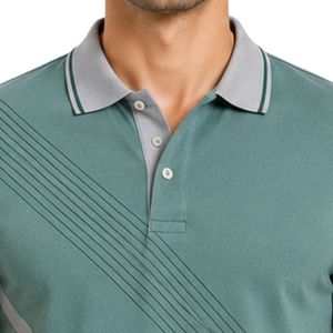 Camiseta Polo Personalizada para Hombre en Verde Salvia y Gris, Manga Corta, Informal, para Golf, Marca Privada, Transpirable, Uniforme, Venta al Por Mayor - Product Image 6