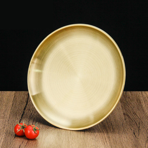 จานสแตนเลส 304 หนา รูปทรงกลม พิมพ์ลายทอง หลายขนาด สไตล์เกาหลียอดนิยม ขายส่ง - Product Image 3