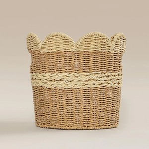 Eco Friendly Handmade Paper Kids <b>Storage</b> <b>Basket</b> Scallop Edge Woven <b>Toy</b> Organizer Handmade Nursery <b>Basket</b> Wholesale Bulk - Product Image 2